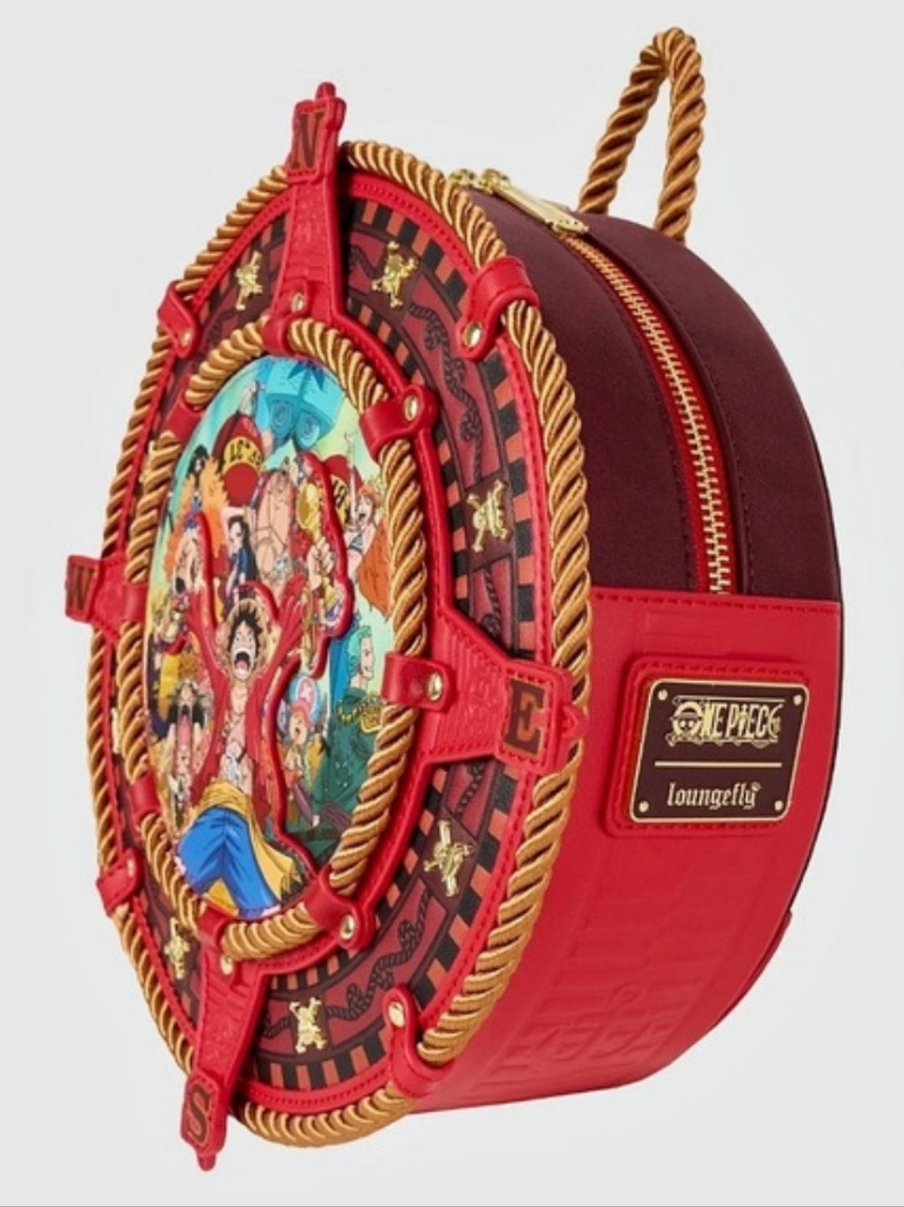 Loungefly One Piece Compass Figural Mini Backpack Red & Brown NWT - Picture 3 of 5